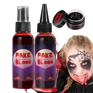 Faux sang, sang d'Halloween,Maquillage de faux sang d'Halloween 160 ml | Peinture de sang de scène, fausses éclaboussures de sang, effet spécial, maquillage de sang zombie pour mariée zombie, vampire (QEYOUNG, neuf)