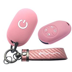 Nordecco &ndash; Coque de protection en silicone pour cl&eacute; Fiat Electric 500e 2022-2023 avec porte-cl&eacute;s (coque rose avec porte-cl&eacute;s rose) (NORDECCO, neuf)