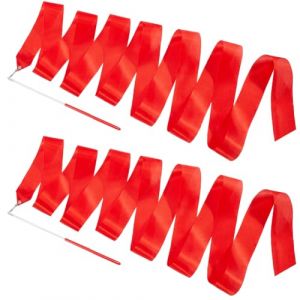 GORGECRAFT 3.9m Ruban de Danse Rouge,Bandes de Danse,2pcs Ruban Gymnastique pour Rythmique Banderoles de Danse Artistique Baguette de Danseuse Rubans Tourbillonnantnants pour Entraînement à la Danse (GORGECRAFT FR, neuf)