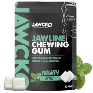 JAWCKO Gomme à mâcher ultra-résistante | Obtenez une mâchoire plus forte et plus carrée | Mighty Mint Jaw Training Hard Gum | Ciseau, sculpte, tonifie votre mâchoire | Dureté 15X | Gomme à mâcher pour (Ogefine, neuf)