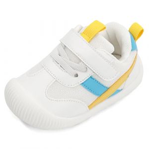 MK MATT KEELY Chaussure Bébé Fille Garçon Premier Pas Chaussons Marche Enfants Non-Slip Cuir Souple 0-4 Ans,Jaune,18 EU (Matt Keely, neuf)