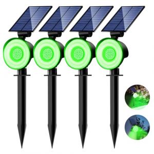 nipify Spot Solaire Eexterieur Lot de 4, Lampe Solaire Jardin 53 LED/3 Modes, Étanche Réglable Lumiere Solaire pour Arbre Chemins Murale [Vert] (Nipify-EU, neuf)