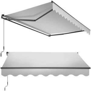 tectake&reg; Store banne Manuel Marquise avec Manivelle Auvent de terrasse Pare Soleil Multi-Fonction Store Exterieur terrasse Enroulable Brise Soleil en Aluminium laqu&eacute; &eacute;poxy - Gris Clair, 250 x 200 cm (TECTAKE FRANCE SAS, neuf)
