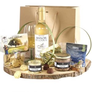 Cellier du Périgord Panier Gourmand Shopping Bag Dégustation - 7 Produits avec Vin Blanc AOP Côtes de Bergerac 37,5 cl, Terrines et Douceurs, Sac Kraft 25 x 10 x 22 cm, Prêt à Offrir (Cellier du Périgord, neuf)