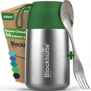 Blockh&uuml;tte Gamelle isotherme Pour Repas Chaud 530ml en Acier Inox - Thermos Bebe Repas Herm&eacute;tique - Boite Alimentaire Isotherme Chaud jusqu'&agrave; 14h - Lunch Box pour Nourriture et Soupe - vert fonc&eacute; (Blockh&uuml;tte FR, neuf)