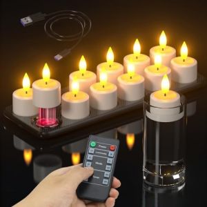 PChero Bougie Chauffe Plat LED Rechargeable, Lot de 12 Fausse Bougies à LED Votives Flamme Vacillante Bougie Decorative Electrique avec Télécommande pour Deco Noel Anniversaire Maison Chambre Mariage (BestChoice FR, neuf)