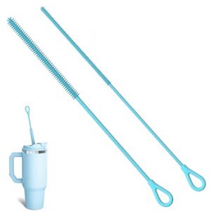 Goupillon Paille Silicone, 2 Pièces Brosse Paille Réutilisable pour Pailles Verre pour Paille en Verre, Métal, Smoothie et Gobelet, Diamètres 6 mm + 9 mm (Bleu) (DALINA SERVCOMIMPEX S.R.L., neuf)