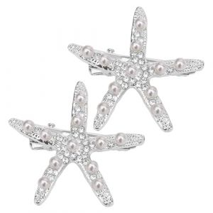 Pince à cheveux étoile de mer pour filles - épingle à cheveux étoile de mer, 2 x coiffes de mariée pour cheveux avec strass épingle à cheveux avec étoiles de mer, confortable pour (utiaesg, neuf)
