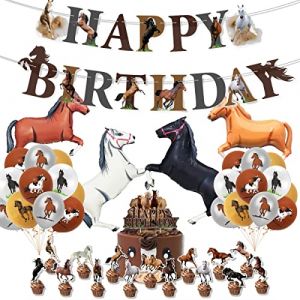 Kit ballon anniversaire cheval - D&eacute;co anniversaire cheval - Fournitures de f&ecirc;te d'anniversaire pour enfants - 41 paquets - Parfait pour les th&egrave;mes de f&ecirc;te de cheval et les amoureux des chevaux. (PHIEZC, neuf)