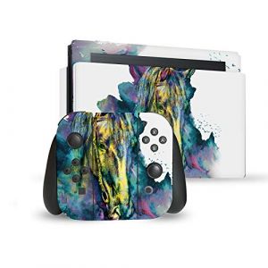 Head Case Designs sous Licence Officielle Riza Peker Cheval Mix Art Vinyle Autocollant De Jeu Peau Autocollant Couverture Compatible avec Nintendo Switch Console & Dock & Joy-Con Controller Bundle (eCell, neuf)