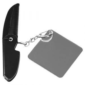Toyvian Petit Peigne Pliable pour Hommes Miroir Carr&eacute; Peigne &agrave; Barbe Portable en Acrylique Petit Format Compact Porte-Cl&eacute;s Pratique pour Voyage et Soins Barbe Denture Fine L&eacute;ger et (TXINNG, neuf)