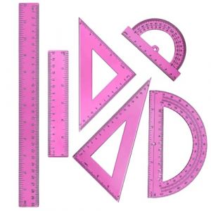 1 lot de r&egrave;gles math&eacute;matiques en plastique comprenant rapporteur, r&egrave;gles triangulaires, r&egrave;gle droite de 30,5 cm et 15,2 cm, r&egrave;gle de g&eacute;om&eacute;trie math&eacute;matique, r&egrave;gle transparente, outil de mesure (GloriseGO, neuf)