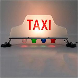 Amhuui Panneau Taxi 5 LED Blanc Jaune 12V 21W Fixation Magn&eacute;tique (XINGLIANGWENHUA, neuf)