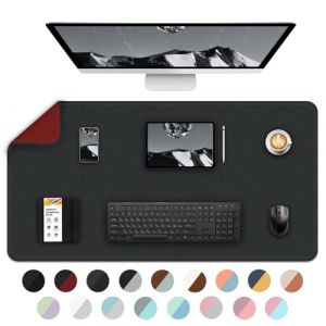 Bleswin tapis de souris multifonctionnel double face, &eacute;tendu en cuir synth&eacute;tique imperm&eacute;able 90 x 40 cm, protecteur de bureau pour bureau &agrave; domicile (noir + rouge) (Phoenix-UK, neuf)