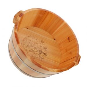 FRCOLOR Bassine En Bois Pour Tremper Les Pieds 36 Cm De Diam&egrave;tre x 16 Cm De Hauteur Seau De P&eacute;dicure Profond Pour Maison, Ext&eacute;rieur Et Voyage, Finition Polie &agrave; La Main (Laners, neuf)