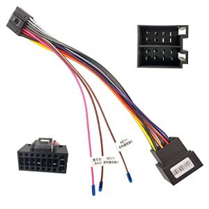 Câble Adaptateur de Câblage radio 16 Broches pour Prise Standard ISO Autoradio Android avec Lignes de Commande au Volant et Ligne de Commande Inverse (Hikity Tech Hub, neuf)
