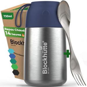 Blockh&uuml;tte Boite Repas Isotherme en Acier Inox 730ml - Thermos Alimentaire, &Eacute;tanche - Boite Thermos pour Repas Chaud jusqu'&agrave; 14h - Lunch Box Isotherme id&eacute;ale pour tous les plats - bleu (Blockh&uuml;tte FR, neuf)