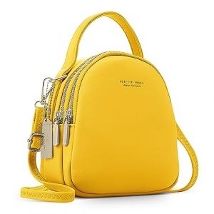 DORRISO Loisir Petit Sac à Dos Femme Mignon Mode Mini Sac D'école avec Trou pour Écouteurs Sac à Main pour Voyage École Quotidien Travail Vacances Cuir PU Femmes Sac à Dos Jaune (OÜ MYEgorsol, neuf)