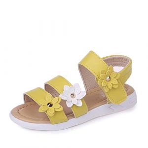 QZBAOSHU Sandale Bébé Fille Chaussure Bébé Fille Ete Sandalette Fille Cuir 21 EU,Jaune (QZBAOSHU, neuf)
