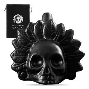 Sifflet de La Mort Aztèque, Aztec Death Whistle en Céramique 125 dB, Sifflet à Tête de Mort Authentique pour Halloween et Fête des Morts, Cri Démoniaque, Sac Inclus (TRUST AND BU, neuf)
