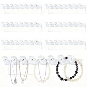 6 Pi&egrave;ces Porte Bijoux Mural, Rangement Bijoux Mural, Porte Collier Pr&eacute;sentoir, Crochets de Rangement pour Bijoux, Crochets Sans Perforation, pour Bracelets, Boucles d'Oreilles, Bijoux(9,5 * 2,4 cm) (VicFENG001, neuf)