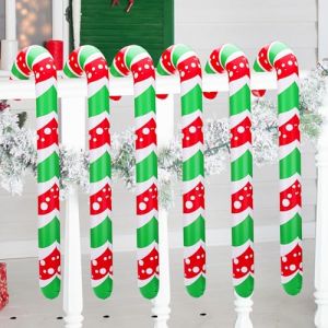 Huiguli 6 Pièces Canne à Sucre Gonflable Décorations de Noë, 91 cm Cannes de Bonbon Gonflables, Géante Canne Noë Gonflable Noë pour Fête Noë Décoration Intérieur Extérieur, avec Pompe à Air (HUIGULI, neuf)