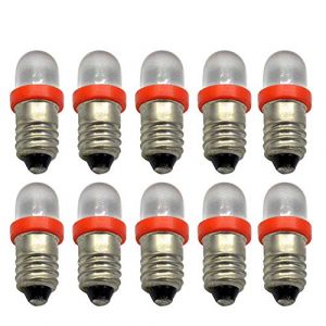 Ruiandsion Lot de 10 mini ampoules LED 6 V Culot E10 - Éclairage blanc/bleu/rouge/vert/jaune (rouge) (Ruiandsion, neuf)