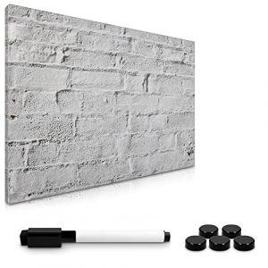 Navaris Tableau magnétique - 40x60 cm - Panneau mémo Cuisine Bureau - 1x Feutre effaçable et 5X Aimant Inclus - Design Mur Brut (SX-Commerce, neuf)