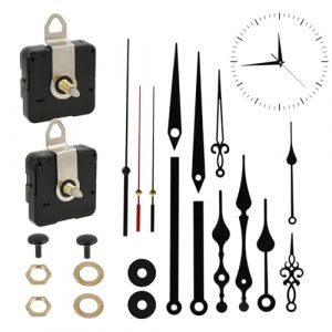 M&eacute;canisme horloge murale, mouvement horloge silencieux avec grandes aiguilles, m&eacute;canisme horloge pile 22 mm axe pour cadran jusqu&rsquo;&agrave; 10 mm d&rsquo;&eacute;paisseur, kit horloger pour r&eacute;paration ou cr&eacute;ation DIY (2) (ZhangYinWen, neuf)
