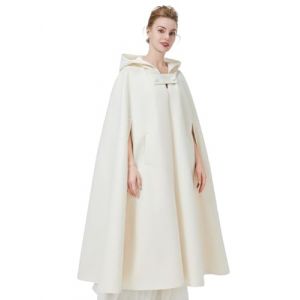 BEAUTELICATE Femme Cape à Capuche de Mariage Poncho Laine Longue Chaude Capuchon Manteau de Mariée (BEAUTELICATE-FR, neuf)