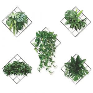 Prmape 5 Pi&egrave;ces Autocollant Muraux 3D Plante 30x29cm Sticker Muraux 3D Plante de Salon Sticker Mural de Plantes Vertes pour Salon, Chambre &agrave; Coucher, Cuisine (viwen, neuf)