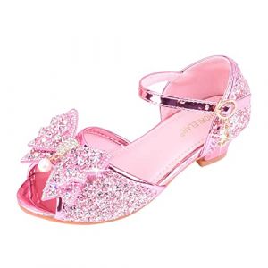 BOTCAM Chaussures de Princesse pour fille avec paillettes et talons Sandales &agrave; talons Pompes &agrave; talons hauts Chaussures de princesse pour enfants Cosplay F&ecirc;tes Mary Jane Chaussures de mariage (sgrfxghrd, neuf)