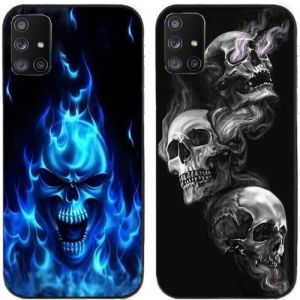 Lot de 2 coques de protection en gel silicone TPU pour Samsung Galaxy A51 4G Motif t&ecirc;te de mort (Mobile_Lover, neuf)