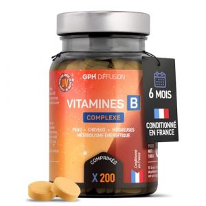 Vitamines B Complexe - 200 comprim&eacute;s - Cheveux - Peau - GPH DIFFUSION (123PLANTES, neuf)