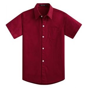 Spring & Gege Chemise Couleur Garçon Unie Uniforme Scolaire Classique de Coton pour Enfant Bordeaux 9-10 Ans (SpringgegeEU, neuf)