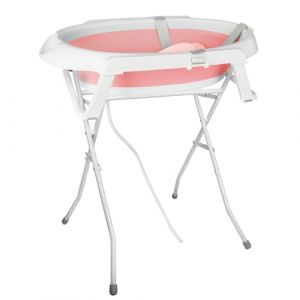 OHMG Baignoire bebe avec support 82cm,Baignoire pliable bébé transat de bain pour bebe,Antidérapant,Baignoire Ergonomique pour Bébé avec Support et Table à Langer (jusiZL, neuf)