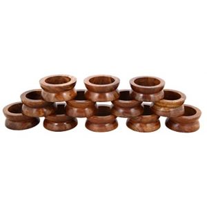 Ajuny Rond de Serviette en Bois Faits Main Lot de 12, Porte-Serviettes Style Tambour &Oslash; 3,8 cm (1,5&rdquo;), D&eacute;coration de Table Boh&egrave;me Rustique pour Mariage F&ecirc;te et Quotidien Cadeau (AJUNY UK, neuf)