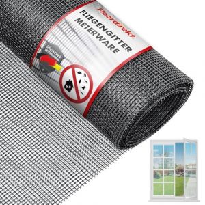 Floordirekt Moustiquaire au m&egrave;tre - En fibre de verre - 150 cm x 3 m - Protection contre les moustiques - R&eacute;sistante aux UV - Pour fen&ecirc;tres et portes - Noir (MEISTEREI, neuf)