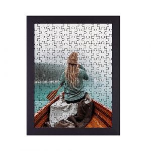 Rahmendesign24 Milano Cadre pour puzzle, env. 300-500 pièces, 61 x 46 cm, 46 x 61 cm, noir mat, avec verre acrylique (Rahmendesign24, neuf)