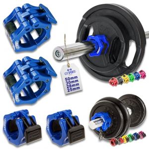 C.P.Sports Fermoirs d'haltères 25 mm, 28 mm, 30 mm, 50 mm pour Barres Longues, Barres d'haltères, haltères Pump, Colliers Barbell, Fermeture Rapide et sûre, 1 Paire d'haltères, G36+G36-1, Bleu, 28mm (C.P.Sports, neuf)