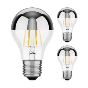 ledscom.de 3 pi&egrave;ces E27 ampoule LED, A60, blanc (3900 K), 6,6 W, 646lm, miroir de t&ecirc;te (argent) (LEDs Com GmbH, neuf)