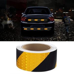 GIUSOBG Bande Reflechissante 5cmx10M Autocollante Ruban Adh&eacute;sif, &eacute;tanche &agrave; l'eau R&eacute;fl&eacute;chissant Reflechissante Autocollante Imperm&eacute;able Bande R&eacute;fl&eacute;chissante pour V&eacute;hicules, Ext&eacute;rieur (Noir jaune) (BINHENGEU, neuf)