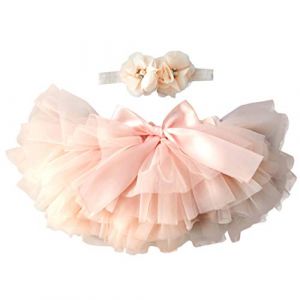 YONKOUNY Tutu B&eacute;b&eacute; Fille Super Doux Nouveau-N&eacute; Naissance Jupe Tutu en Tulle Princesse Mini Jupes Princesse Costume Ballet Skirt (P&ecirc;che Rouge, 6-12 Mois) (YONKINY, neuf)