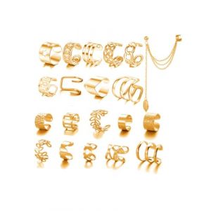 KGDUYC 20pcs Manchette D'oreille R&eacute;glable Clip Wrap Boucle D'oreille Femmes Non Piercing Cartilage Cha&icirc;ne Manchettes D'oreille &Eacute;toile feuille Faux H&eacute;lix Boucles d'Oreilles Sans Trou (BOOKING PRICELESS, neuf)