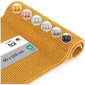 Blumtal - Tapis De Bain Certifi&eacute; Oeko-TEX - Tapis De Bain Antid&eacute;rapant et Absorbant - Carpette De Douche Chenille Moelleuse - Carpette De Douche Douce et Facilement Lavable - 60x120 cm - en Jaune (Everbrent, neuf)