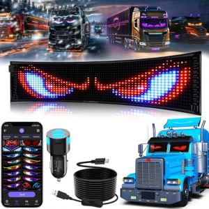 Tableau d'affichage LED flexible, 59 x 12 cm, &eacute;criture RVB programmable via application intelligente Bluetooth, panneau matriciel Devil Eyes Matrix Panel, pour d&eacute;coration de voiture, bar, publicit&eacute; (SanSe Trade, neuf)