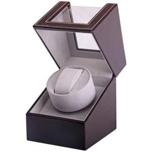 LINGFANSTORE Bo&icirc;te de chargement de montre Bo&icirc;te de montre &agrave; remontage automatique en cuir avec moteur silencieux pour montres de poignet, Moderne (LINGFANSTORE EU, neuf)