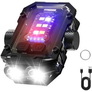 ToneRiso Mini lampe de poche EDC avec flash rouge et bleu, petite lampe de poche tournante au bout des doigts LED super lumineuse, USB C rechargeable porte-cl&eacute;s torche portable (noir) (OuiouiMarke(Livraison express &agrave; partir de 5 euros), neuf)