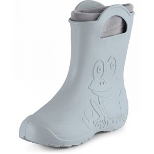 Ladeheid Bottes de pluie femme l&eacute;g&egrave;res imperm&eacute;ables en mousse EVA avec doublure chaude motif grenouille semelle antid&eacute;rapante poign&eacute;es faciles &agrave; enfiler LA-CA-12 (Gris, 38/39 EU) (Hisert, neuf)