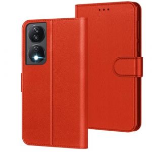 G&eacute;n&eacute;rique Coque pour Honor X7b / Honor 90 Smart (Pas pour Honor 90 5G), [Housse en Cuir PU Premium] [Etui &agrave; Rabat] [Pochette de Portefeuille] [Flip Case][Fonction Support] (Rouge) (HARMONIE 1, neuf)